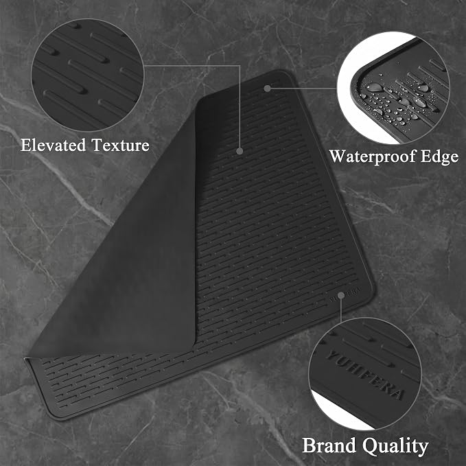 YUHFERA Stove Top Cover for Electric Stove - Silicone Stove Mat for Glass Top, Glass Cooktop Protector for Kitchen,Multi-Functional Oven Covers for Electric Stove (Black,28 x 20)