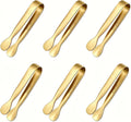 Mini Serving Tongs Set of 6, 4.25 Inch Gold Stainless Steel Small Tongs | Perfect for Sugar Cubes, Desserts, Tea Party, Ice Cubes, Appetizers — Smooth Rounded Edges, Dishwasher Safe Kitchen Utensils