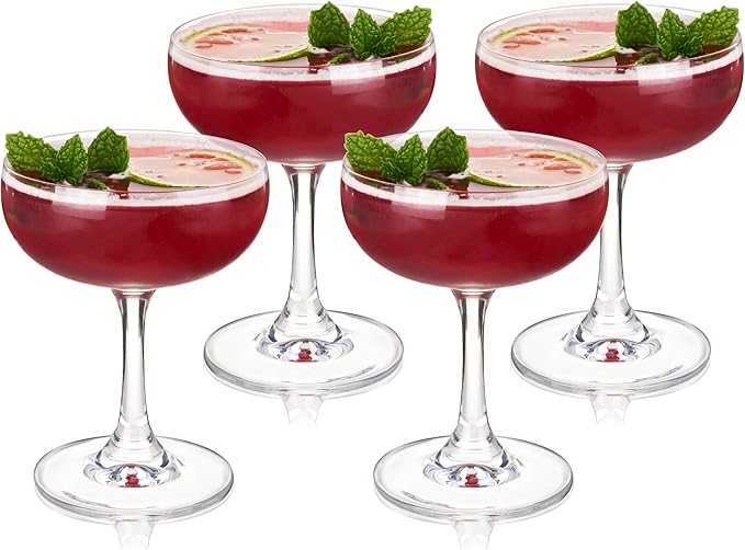 True Coupe Glass, Martini Glasses for Cocktail Party, Perfect for Espresso Martini, Manhattan, Champagne, Elegant 7 oz Glassware for Home Bars, Wedding Gifts, Margarita Glasses Set of 4