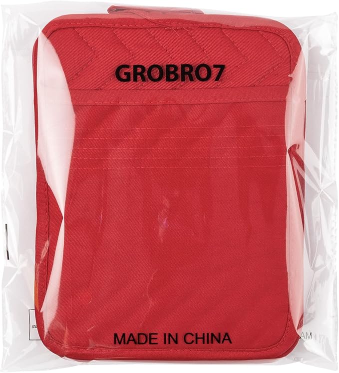 5Pack Pocket Pot Holders Cotton Heat Resistant Potholder Multipurpose Hot Pads Machine Washable Oven Mitts Potholders Bulk for Daily Kitchen Baking and Cooking 7 x 9 Inch Red
