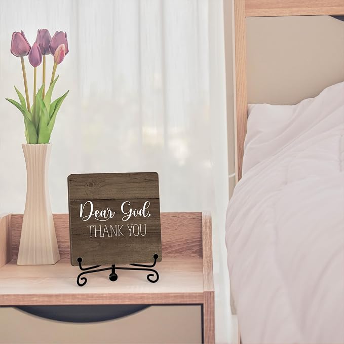 Modern Farmhouse Decor, Home Decor For Living Room, Boho Chic Aesthetic Shelf Decorations, Christian Rutsic Dear God Sign, Farm House Entryway Tv Stand Fireplace Coffee Table Decoration (07)