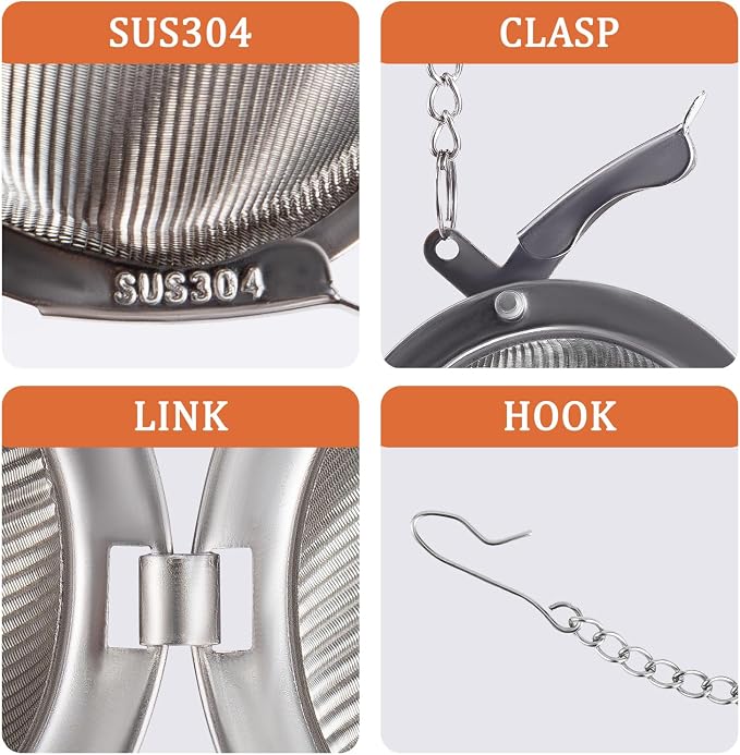 304 Stainless Steel Tea Ball Tea Holder Tea Infuser (Small x 2) | Tea Strainers For Loose Leaf Tea Steeper Extra-Fine Mesh Tea Leaf Holder Metal Tea Bag Rooibos Black Tea Herbal Spices