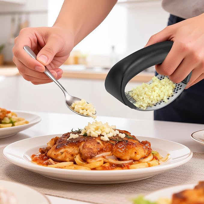 Cook Guy 304 Stainless Steel Garlic Press Rocker | Premium Stainless Steel Garlic Press Rocker –Garlic Mincer with a Comfortable Grip Garlic Grinder
