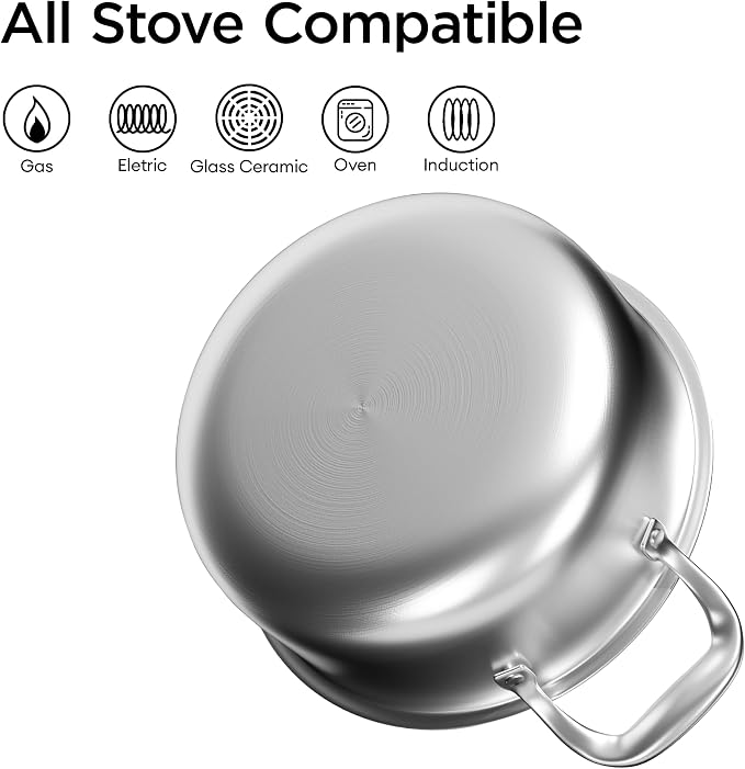 COOKER KING 5Qt Hybrid Sauté Pan with Lid, Nonstick Braiser, Chicken fryer | Non-Toxic Coating Pot, Dishwasher & Oven Safe, Induction Ready, Dual Cool Handle, 3-Ply Stainless Steel Clad for Fast Heat
