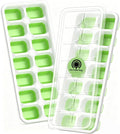 ChefAide Ice Cube Tray with Lid, 2 Packs 28 Cubes Durable Stackable Ice Cube Trays for Freezer with Removable Lids, Easy-Release Plastic & Silicone Ice Tray for Cocktail, Coffee.