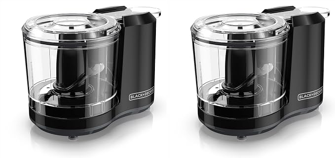 BLACK+DECKER 1.5-Cup Electric Food Chopper, One Touch Pulse, 150W Motor, Stay-Sharp Blade, Dishwasher Safe (Pack of 2)