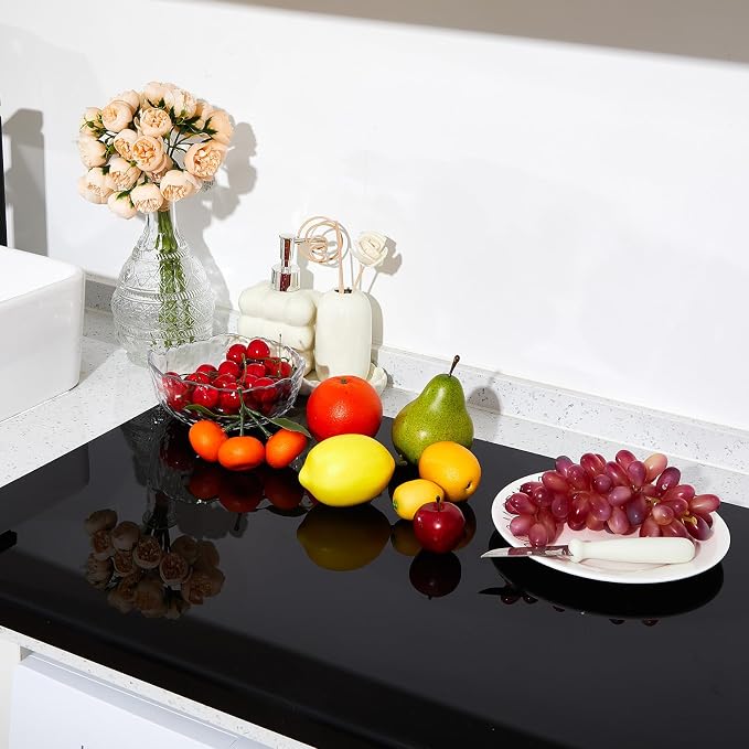 Wesiti Large Acrylic Cutting Board with Lip Non Slip 30"L x 20"W Black Cutting Board Chopping Acrylic Countertop Protector Cover Shatter Resistant for Home Restaurant Kitchen Sink Stove
