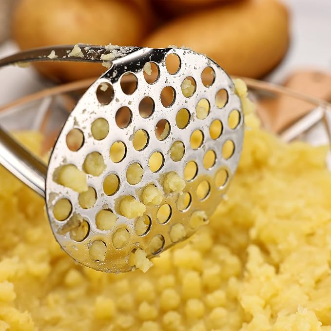 Joyoldelf Heavy Duty Stainless Steel Potato Masher with Potato Peelers, Masher Kitchen Tool & Food Masher/Potato Smasher with Silicone Handle, Perfect for Bean, Vegetable, Fruits, Avocado, Meat