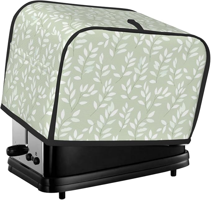 2 Slice Toaster Cover Leaf Botanical Green Dust Proof Washable Kitchen Appliance Cover with Pocket, Oxford Fabric Countertop Toaster Protector for Standard Toasters Small Appliances