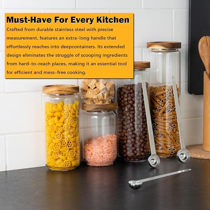 1PCS 2/3TBSP(10ml) Extra Long Handle Measuring Spoon, 18/8 Stainless Steel | Food-Grade SS 304, Accurate, BPA-Free, Dishwasher Safe, Engraved Marking, Kitchen Essential