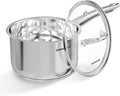 SUNHOUSE 3 QT Stainless Steel Sauce Pan with Lid, Small Pot for Cooking | PFOA-Free Uncoated Milk Pan & Butter Warmer, Mini Saucepan with Impact Bonding Base for Induction, Gas, Electric
