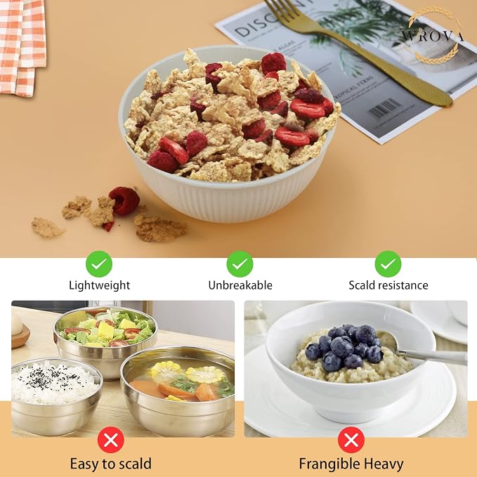 Kids Soup Bowls 8 PCS, Wheat Straw Bowls Set Microwave Safe 26 OZ | Unbreakable Plastic Bowls Reusable, Dishwasher Safe Bowls for Kitchen, Serving Soup, Cereal and Salad, BPA Free, Sea Series