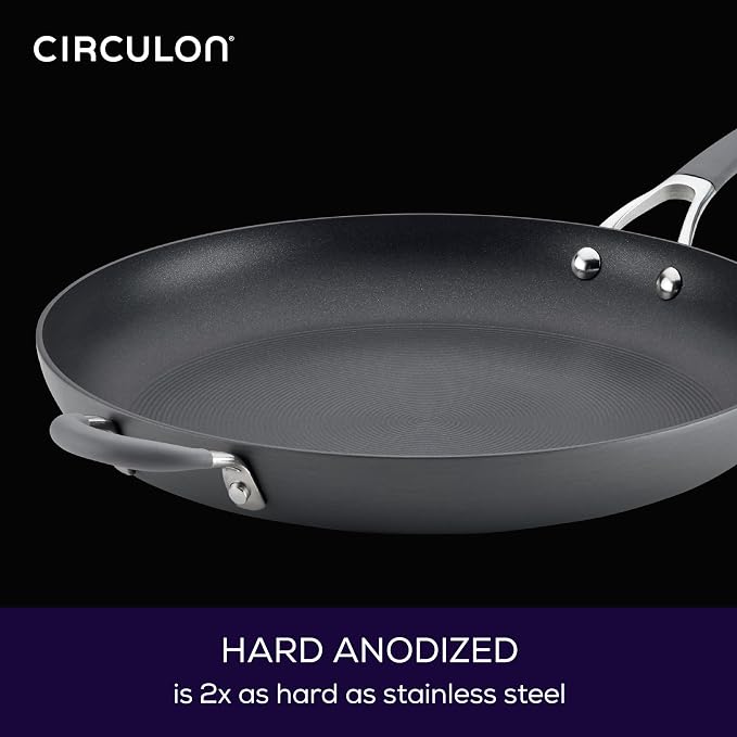Circulon - 83906 Circulon Radiance Hard Anodized Nonstick Frying Pan / Fry Pan / Hard Anodized Skillet with Helper Handle - 14 Inch Large Skillet, Gray