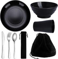 Kyraton Camping Utensils, Portable Travel Silverware Set with Reusable Light Weight Mug, Bowls and Plate, Stainless Steel Cutlery Set, Camping Mess Kit for 1 Person