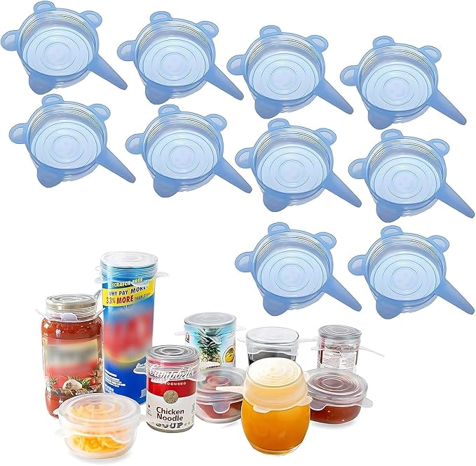 Silicone Can Lids (10-Pack of 2.6 inch), Reusable Silicone Stretch Lids for Pet Food Cans, Leakproof BPA-free Seal Can Covers for Soda/Beer Cans, Mugs, Cups, Canned Pet Foods