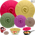 Silicone Lids for Food Storage - 5 Pack - 5 Sizes - Food Grade - Reusable Silicone Bowl Covers for Pots and Pans - Microwave Splatter Cover - Fits Cups, Plates,-Stove, Oven, Fridge, Dishwasher Safe