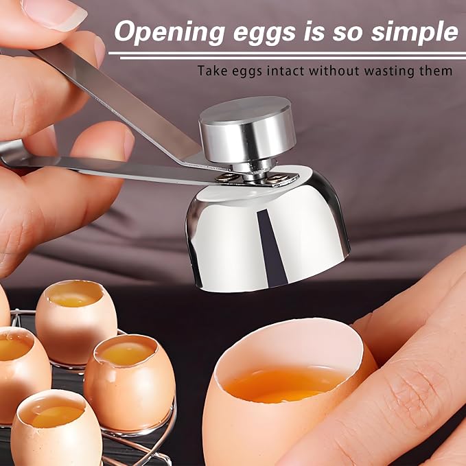 2-in-1 Egg Cracker Topper & Egg White Separator Set - Easy Open Raw Egg Shell with Elastic Ball, Yolk Separator Spoon for Baking, Cooking, and Craft (Kitchen Gadgets)