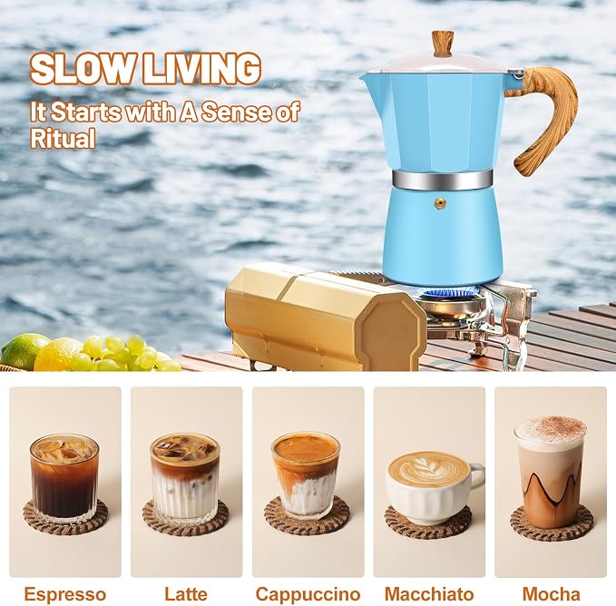 9 Cup Aluminum Espresso Stovetop Moka Pot Express Coffee Maker Percolator Italian Classic Mocha Coffee Machine for Italian and Cuban Cafe Brewing for Home & Camping 450ml 15oz