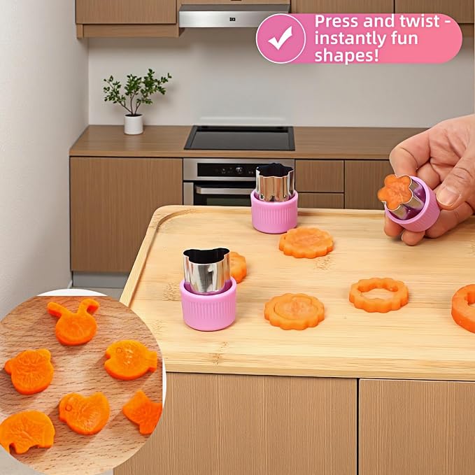 12-Piece Cookie Cutters Set-Stainless Steel&BPA-Free Shapes for Baking (Bear,Rabbit,Star,Flower) DIY Cookies,Mini Pies,Fondant,Veggies|Dishwasher Safe,Gift for & teenager Parents (12, Purple)