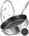 LOLYKITCH 6-Quart Large Frying Pan with Lid | 12 Inch | Detachable Handle | Tri-Ply Stainless Steel | Hybrid Nonstick Ceramic Coated | Deep Skillet | Saute Pan for Family Meals | Induction Oven-Safe