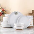 AmorArc Dinnerware Sets for 6, 18 Pieces Ceramic Plates and Bowls Set | Scratch Resistant Stoneware Dishes Set, Dishwasher & Microwave Safe,White
