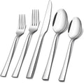 40-Piece Silverware Set, E-far Stainless Steel Flatware Set Service for 8, Modern Tableware Cutlery Set for Home and Restaurant, Square Edge & Mirror Finish, Dishwasher Safe