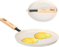 bodkar Frying Pan Skillet Pre-Seasoned 8-inch Flat Griddle Pan | Lightweight Grill Pan with Wooden Handle for Camping Indoor Outdoor Cooking (Beige, 8 inch)