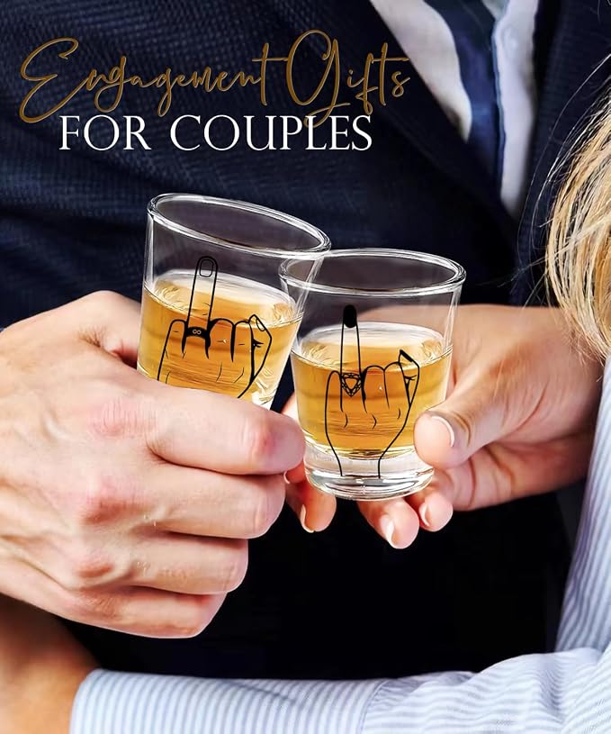 Wedding Gift for Couples - Unique Engagement Gifts for Couples,Unique Bridal Shower Gifts,Bride and Groom Shot Glasses,Wine&Whiskey Glass for Mr and Mrs,Newlywed,His and Hers Gift