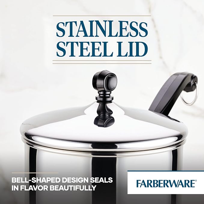 Farberware Classic Series Stainless Steel Sauce Pan with Lid, 3-Quart, Stainless Steel Pans, Induction Cookware
