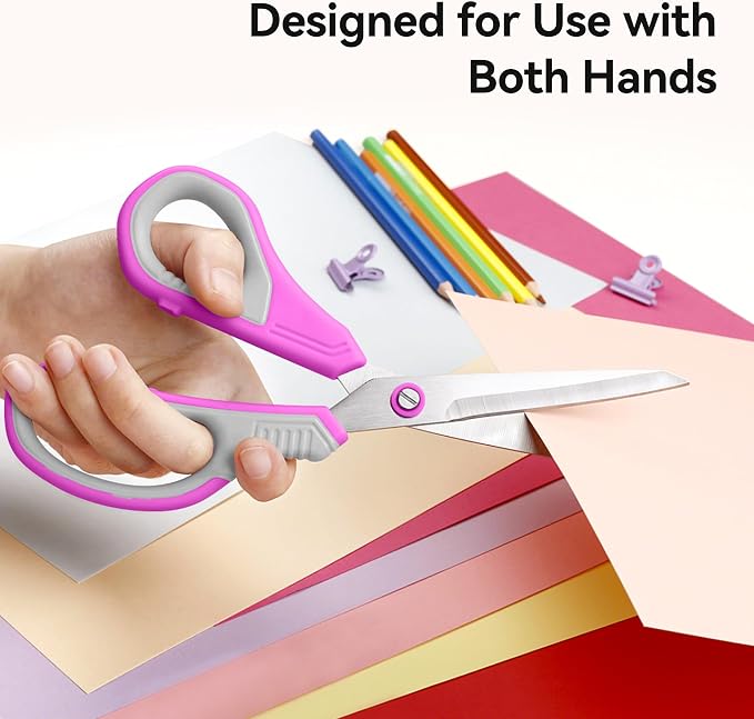 QMVESS 8.5" Scissors All Purpose 3 Pack, Ultra Sharp 2.5mm Thick Blade Scissors for Office, Professional Ergonomic Comfort Grip for Office School Home Fabric Sewing DIY Craft Cutting General Use