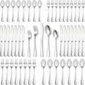 Runfly 40-Piece Silver Flatware Set, Stainless Steel Cutlery Set for 8 | Mirror Polished Durable Utensil Set Includes Knife Fork Spoon for Home Kitchen Restaurant Tableware
