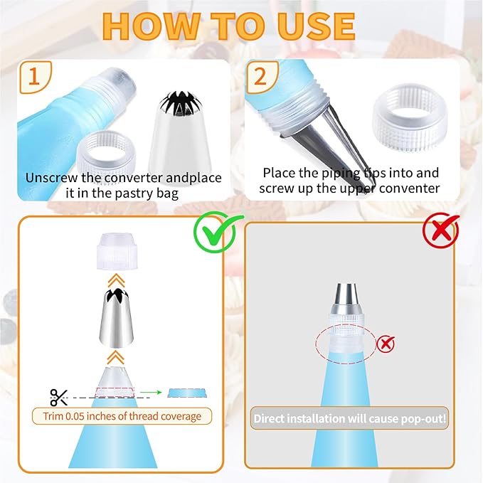 Large Piping Tips Set - 14pcs Reusable Stainless Steel Icing Nozzles Kit Cake Decorating Tools For Cupcake Cookie Pastrys Dough