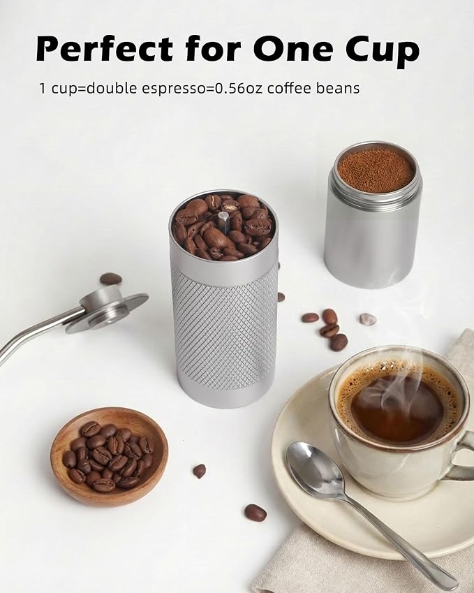 Pro Manual Coffee Grinder Stainless Steel Conical Burr With Adjustable Settings.Portable For Espresso, French press, Pour-over. All-metal, Plastic-free, Perfect For Travel camping