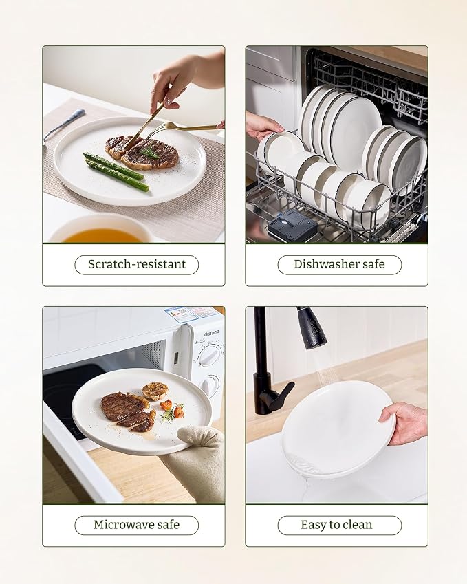 Famiware Porcelain 12-Piece Dinnerware Set, White | Plates and Bowls for 4, Dishwasher & Microwave Safe, Chip & Scratch Resistant, Ideal for Everyday & Formal Use