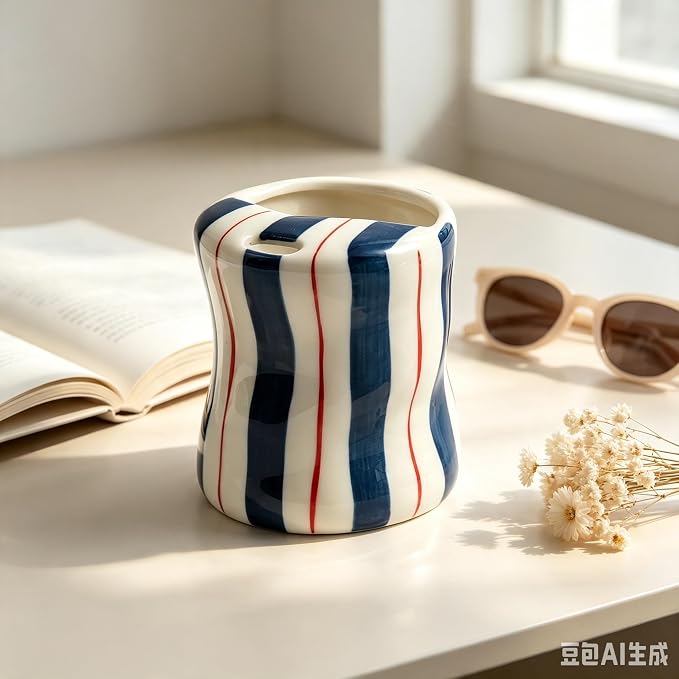 Espresso Cups Ceramic Coffee Mug Series European Striped Dot Coffee Cup And Saucer Mug Cake Plate Afternoon Tea Set Tea Cup And Saucer (Deep Blue)