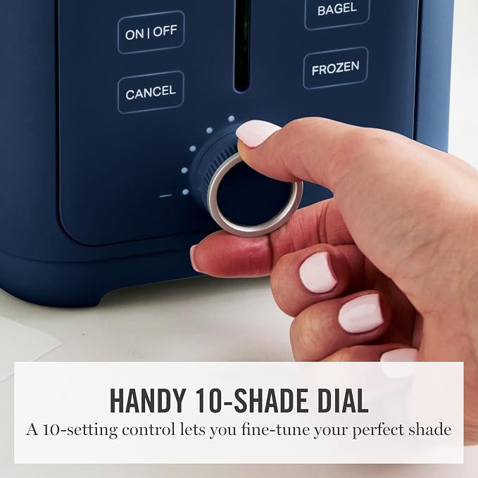 Martha Stewart 2-Slice Toaster, 3 Presets & 10 Shade Settings, Indigo Blue