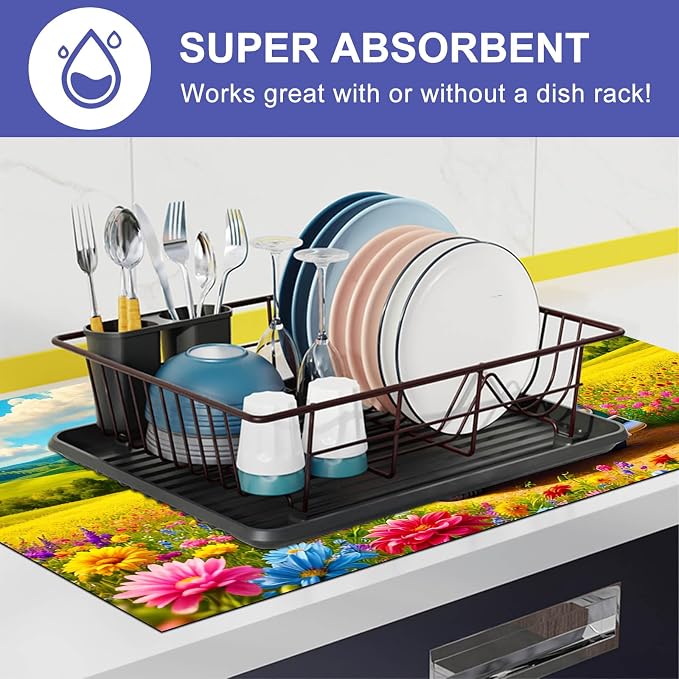 HOMETITUTE Spring Stove Top Cover 28x20 Flower Van Countryside Heat Resistant