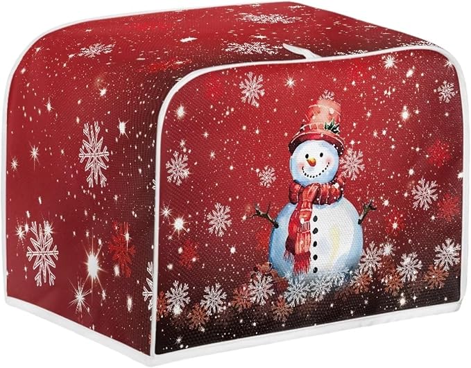 Christmas Snowman Print 2 Slice Toaster Cover Foldable Kitchen Small Appliance Cover Dust and Fingerprint Protection, Machine Washable Home Kitchen Decor Accessories for Xmas