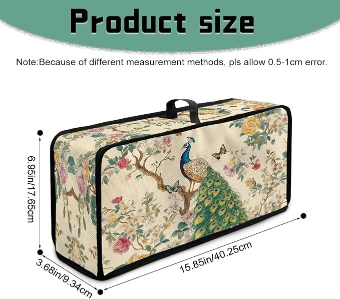 ZDCUSTOM Vintage Peacock Toaster Cover 2 Slice Branch Flower Toaster Covers Long Slot Slim Dust Protector Machine Washable Thin Small Appliance Covers for Kitchen Elegant