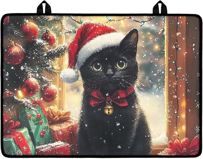 Christmas Cat Silicone Stove Top Cover, Stove Top Cover for Electric Stove(30"x21"), Thick Insulation Mat for Countertop, Anti-scalding Dish Drying Mats for Kitchen, Easy to Clean