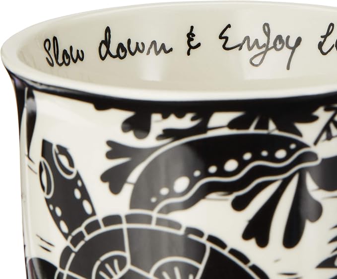 Karma Gifts 16 oz Black and White Boho Mug Sea Turtle - Cute Coffee and Tea Mug - Ceramic Coffee Mugs for Women and Men, 1 Count (Pack of 1)