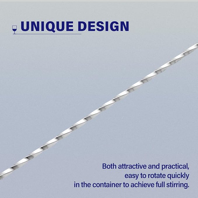 Bar Spoon Cocktail Mixing Stirrers, 2Pcs,12” with Round Base, Silver | 18/8 Stainless Steel, Long Handle, Flat Base for Tabletop Standing, Stirrer & Muddler for Coffee & Drinks