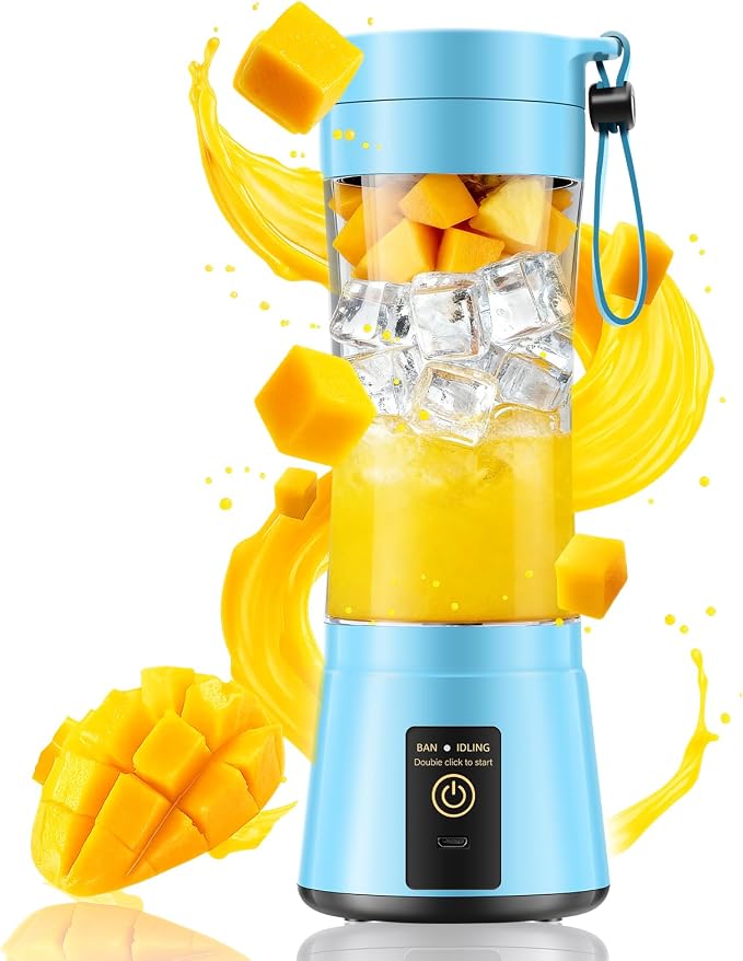 Personal Size Portable Blender Make Smoothies - Mini Blender 12oz Juice Cup | Powerful Blending with 6 Stainless Steel Blades, BAP-Free, Lightweight, Easy Clean,Suit in Travel/Office/Gym/Picnic/ Sports
