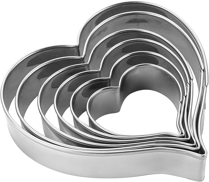 MrCookie Heart Cookie Cutters Set, 6pc Stainless Steel