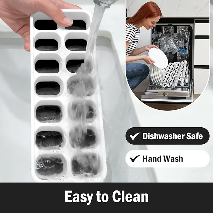 DclobTop Ice Cube Trays with Lid and Bin, Ice Trays for Freezer - Easy to Release Silicone Mold, Stackable Reusable Plastic Molds for Cocktails, Whiskey, Drinks and Iced Coffee, BPA-Free