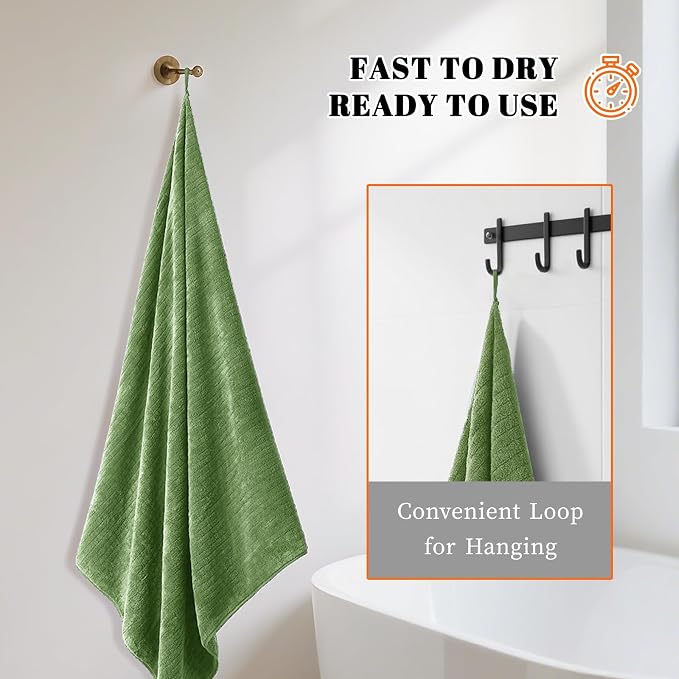 4 Pack Bath Towels Set 35 x 70in Extra Large, Ultra Soft Microfiber | Luxury Thick High Absorbent and Quick Dry Bath Sheet for Bathroom, Beach, Yoga, Sport,SPA, Fitness, Sage Green