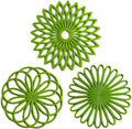 Set of 3 Silicone Trivet Mat - Hot Pot Holder Hot Pads for Table & Countertop - Trivet for Hot Dishes - Non-Slip & Heat Resistant Modern Kitchen Hot Pads for Pots & Pans, Dark Green