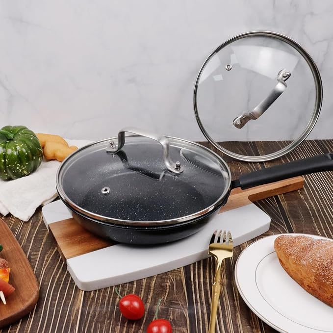 10 Inch Glass Lid for Lodge Cast Iron Skillet, 10"Caraway Frying pan, Calphalon 10 Inch Skillet - Dishwasher Safe