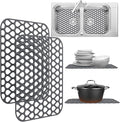 Silicone Sink Protectors for Kitchen Sink – 2 Pack Kitchen Sink Mats for Bottom of Sink – Heat-Resistant, Dishwasher-Safe Sink Grid – Non-Slip Sink Accessories, Flexible Sink Protector Mat – Gray