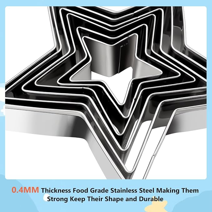 Star Cookie Cutter Set 6pcs Star Shaped Mold Metal Cookie Cutters Sandwiches Cutter Shapes Biscuit Mold for Kids Holiday Birthday Party